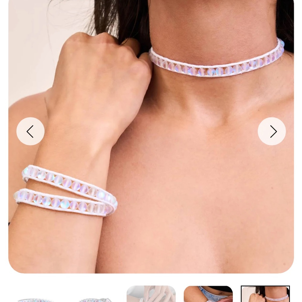 NOGU rainbow white linen wrap bracelet/choker.